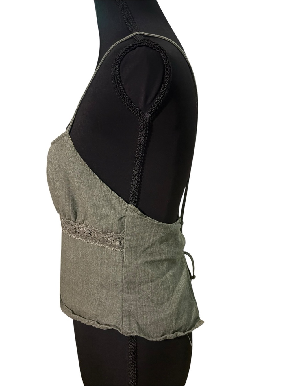 L.A. Hearts Olive Green Lace Trim Tie Back Cami Top Size S - Picture 5 of 6